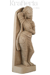 Ancient Elegance - Sandstone Relief of a Celestial Being